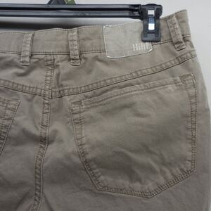 Hilti Solid Brown Cotton Flat Front 5 Pocket Jeans Style Chino Pants Mens 34x33